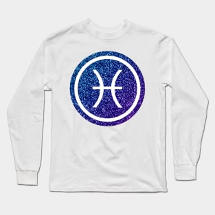 Blue Purple Glitter Zodiac - Pisces Long Sleeve T-Shirt